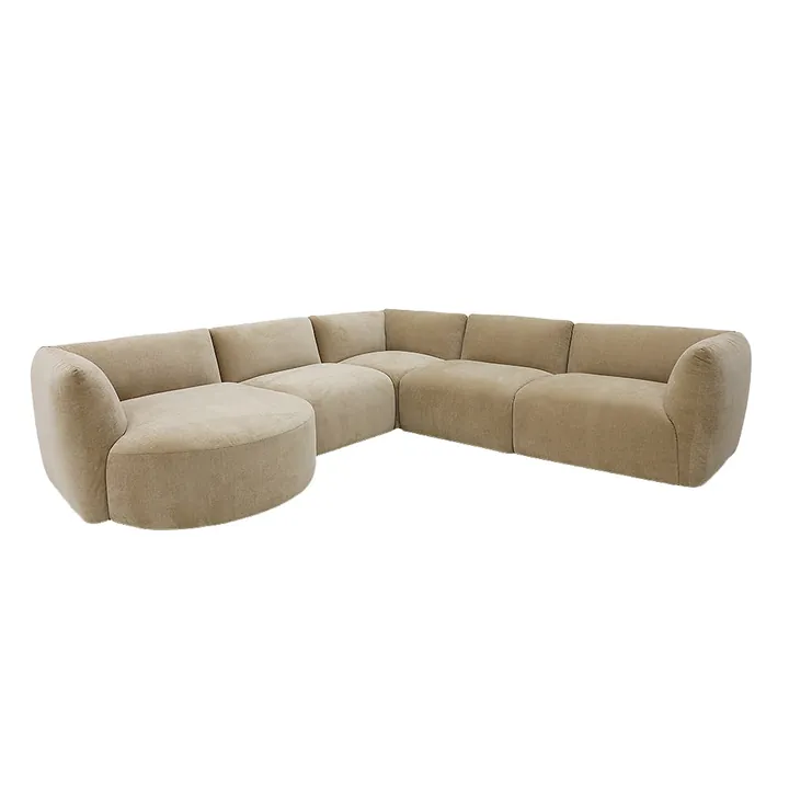 Rosedale Muse Soft Brown 5 Seater Corner Modular With Round Chaise