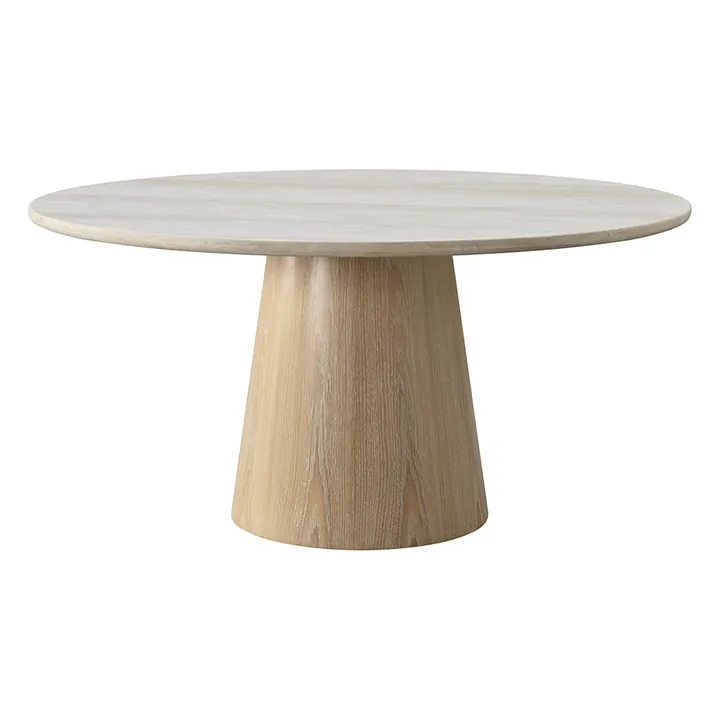 Victoria Travertine and Timber Round Dining Table