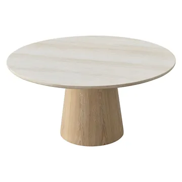 Victoria Travertine and Timber Round Dining Table product view 2