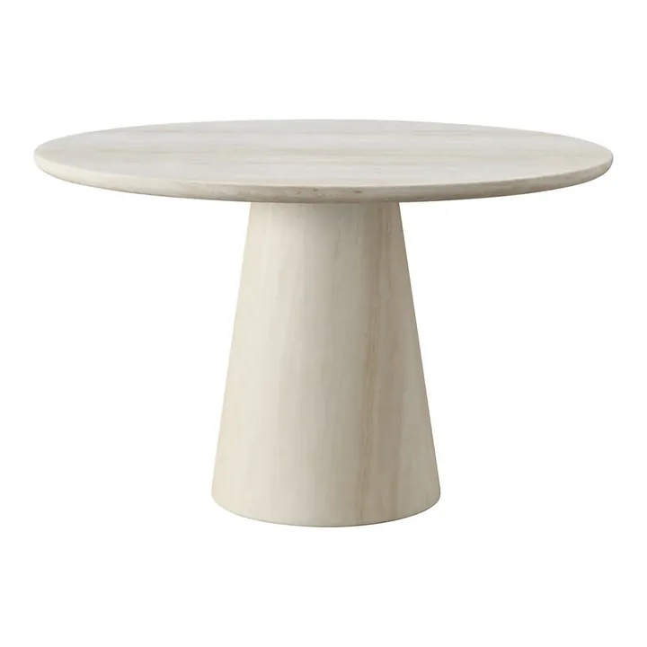 Victoria Travertine and Timber Round Dining Table in Travertine Base