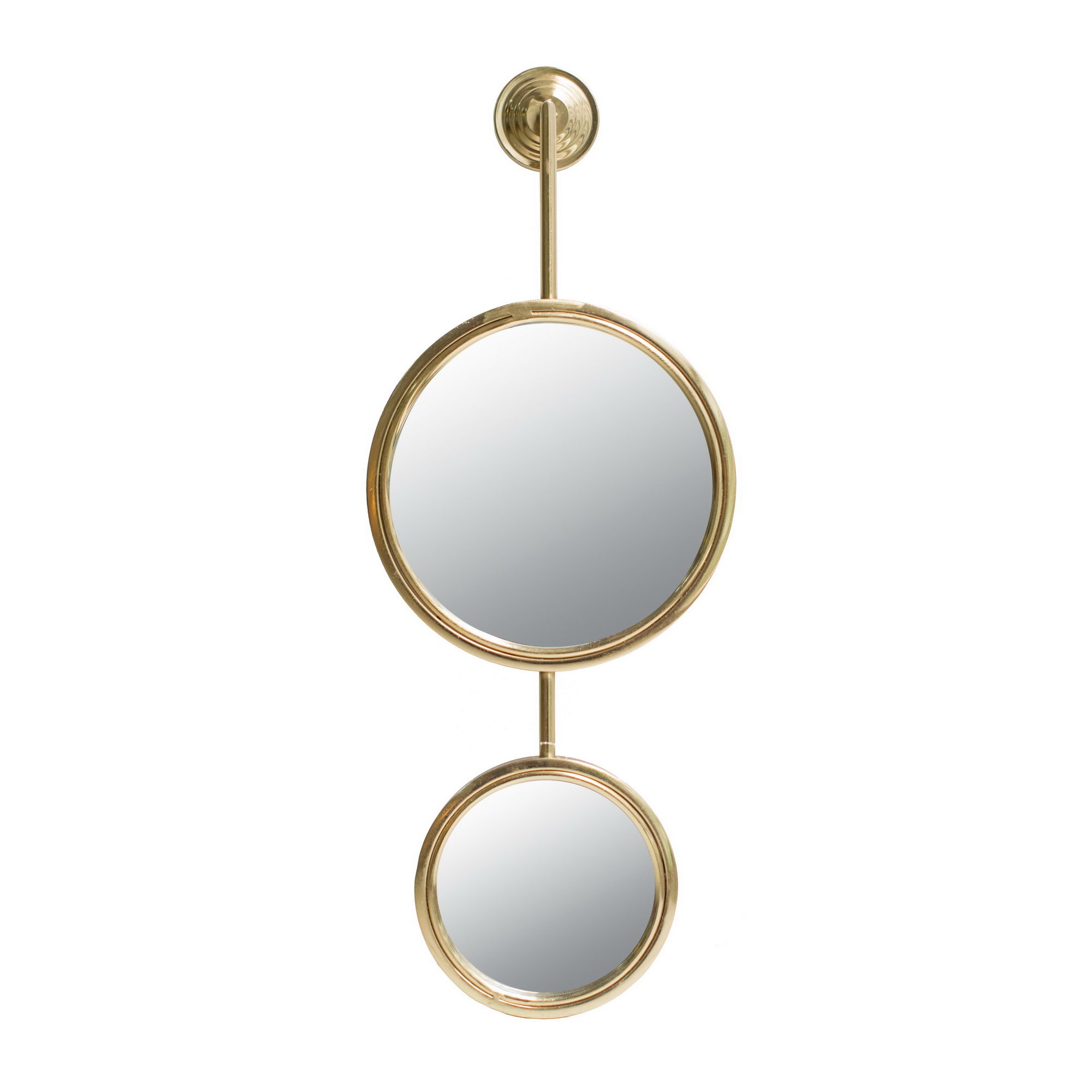 Double Round Hanging Wall Mirror – Gold
