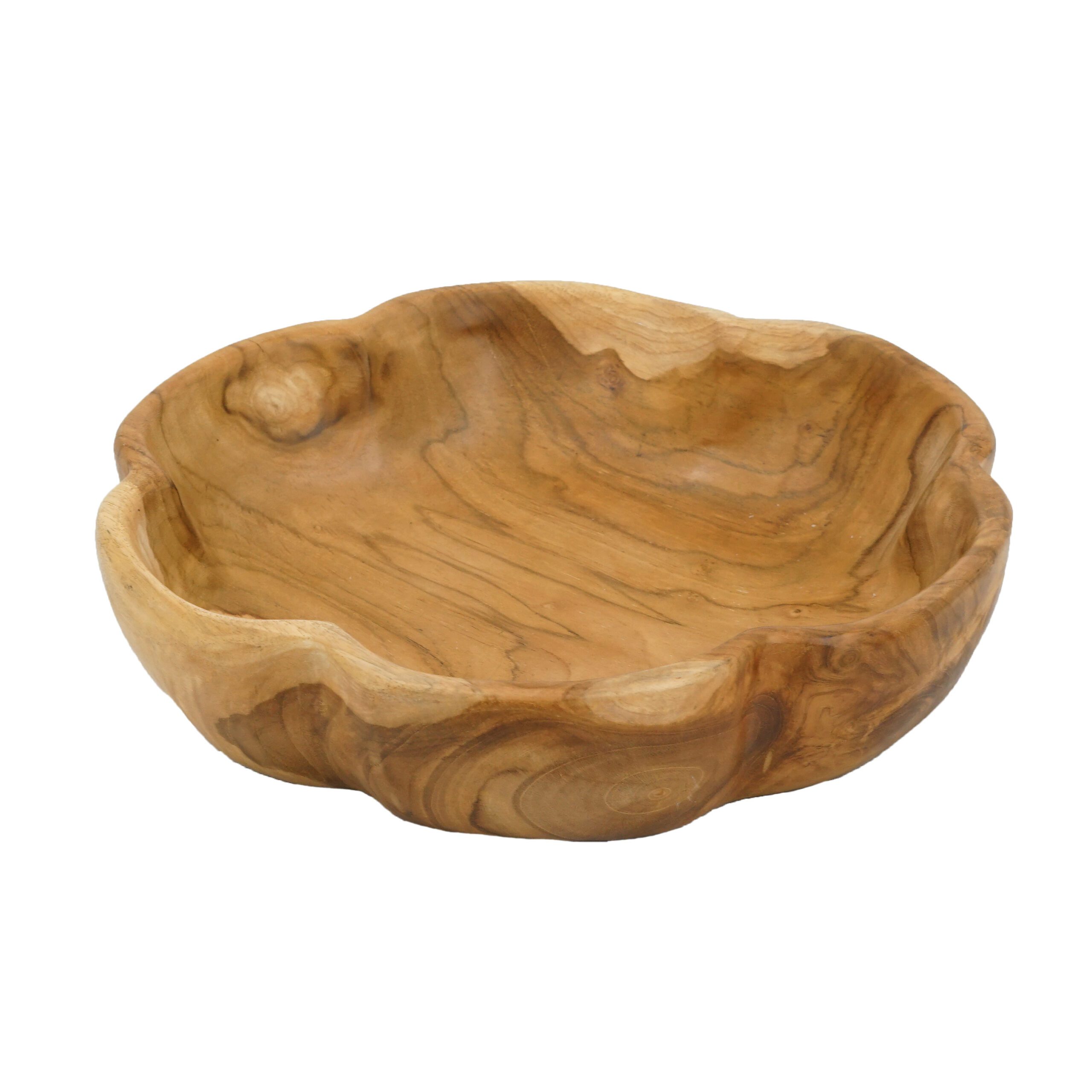 Large Organic Wooden Planter Bowl – Natural Finish