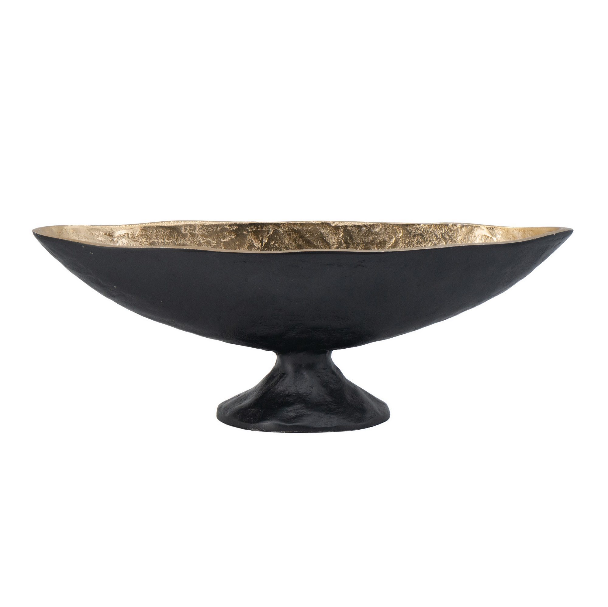 Black & Gold Pedestal Bowl – Textured Finish