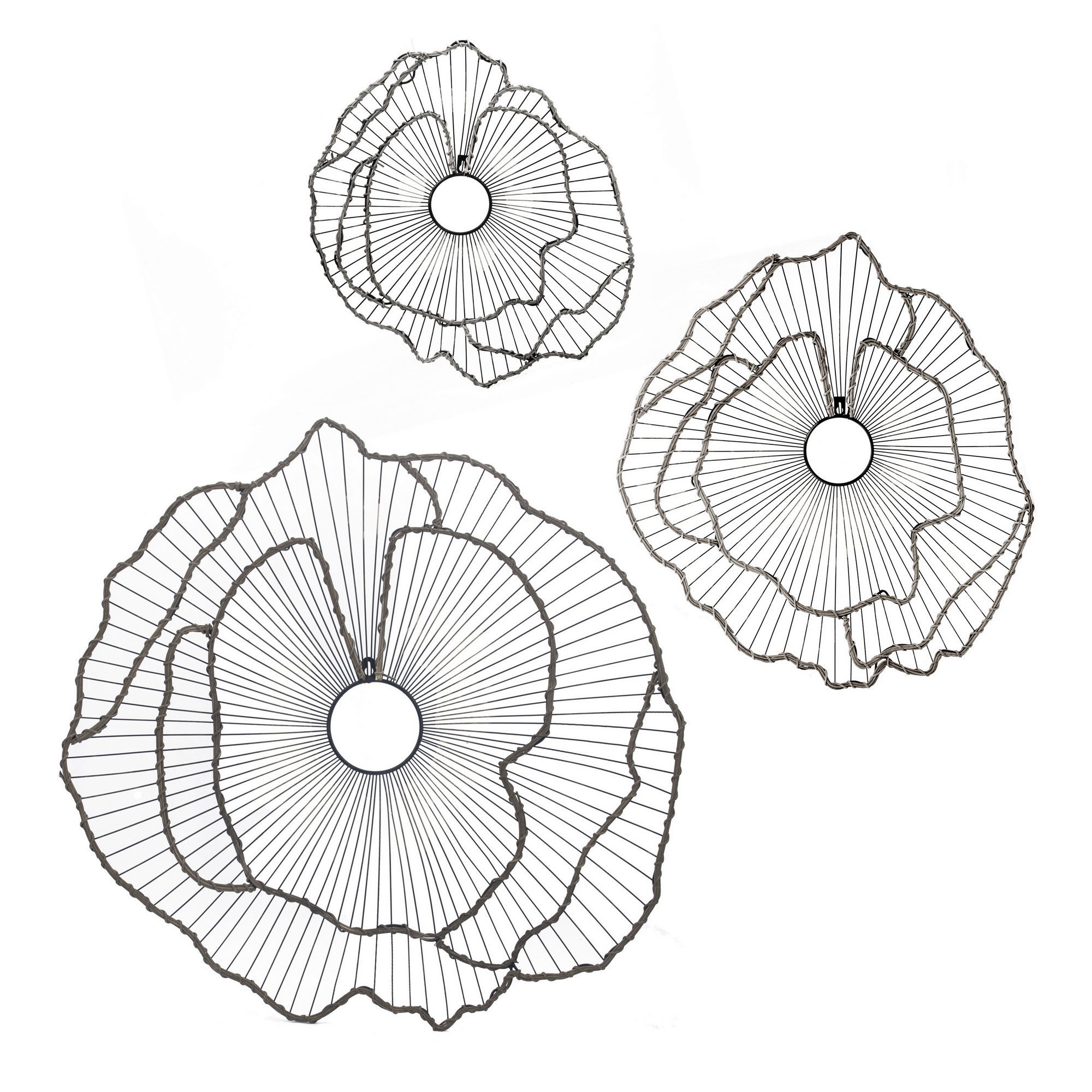 Set of 3 Metal Coral Wall Art – Black