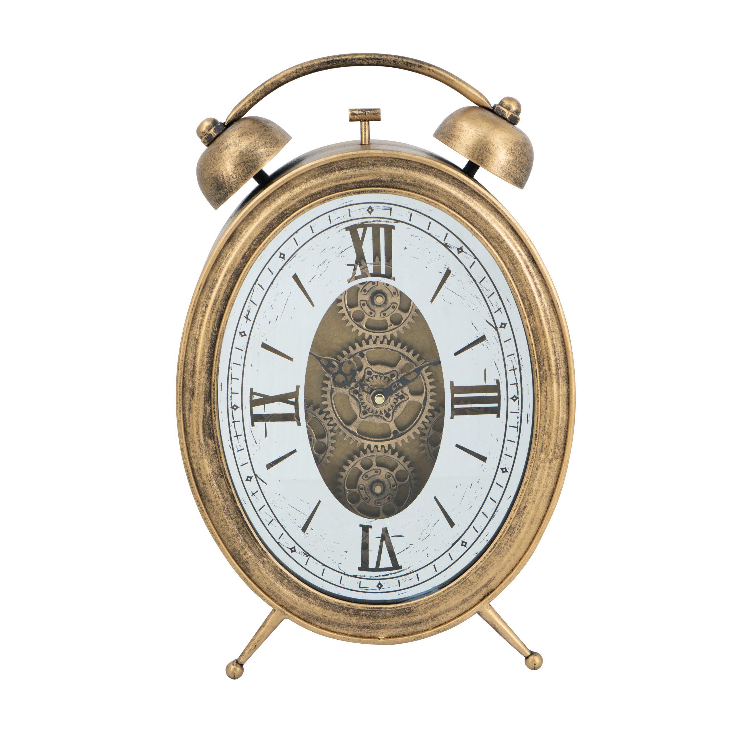 Antique Oval Table Clock with Gears – 40cm