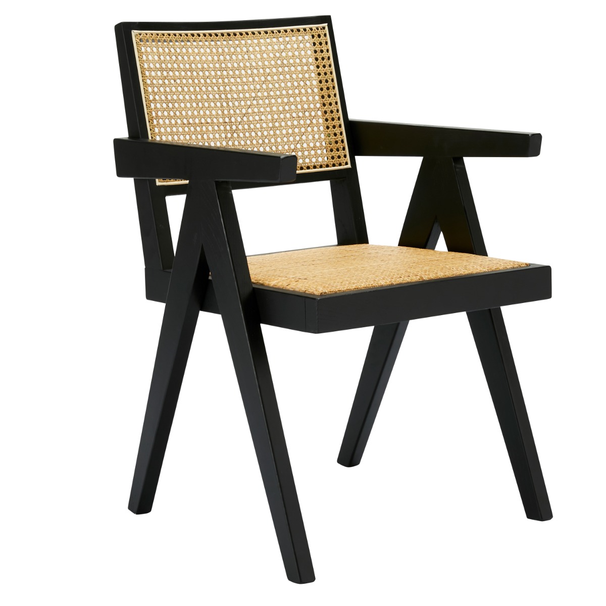 Lucerne Accent Chair Black and Rattan