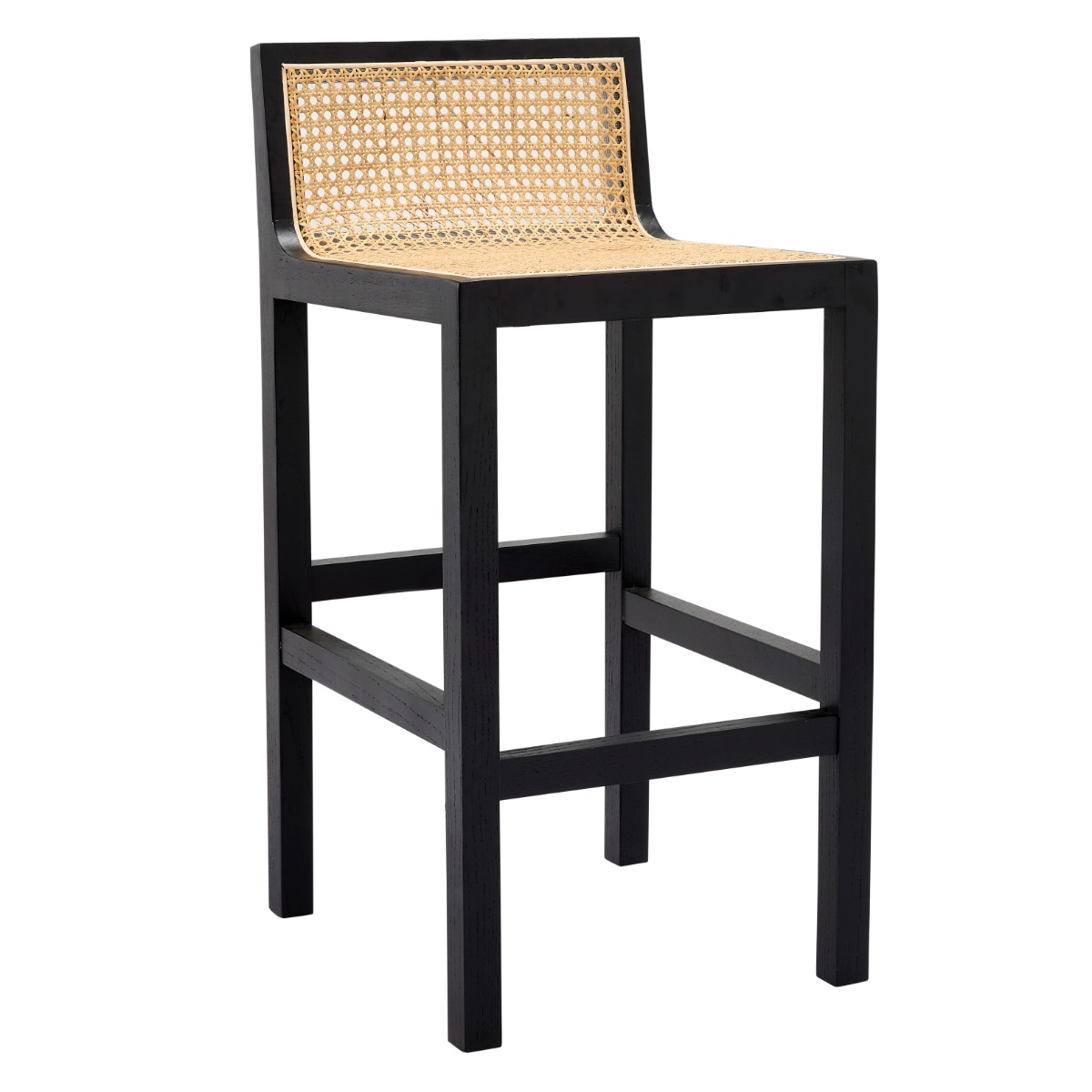 Ravello Black & Rattan Counter Stool