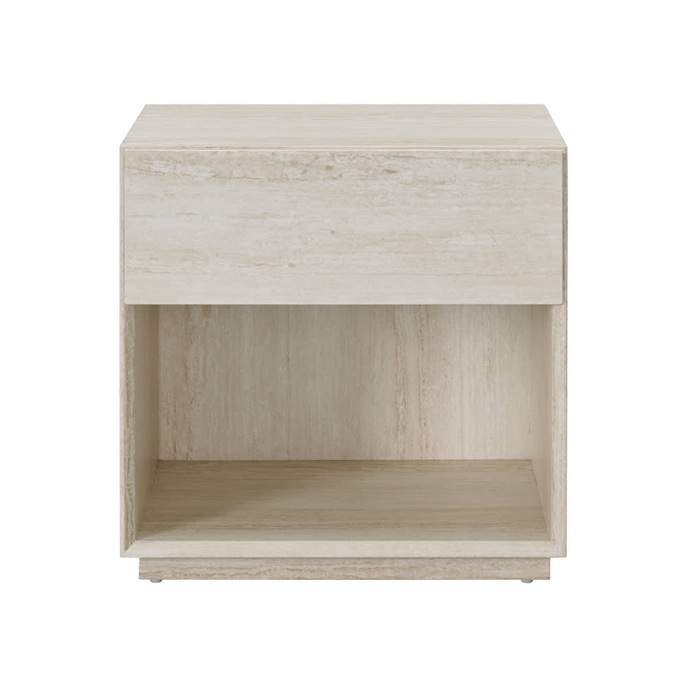 Isola Light Travertine Bedside Table - 56 cm