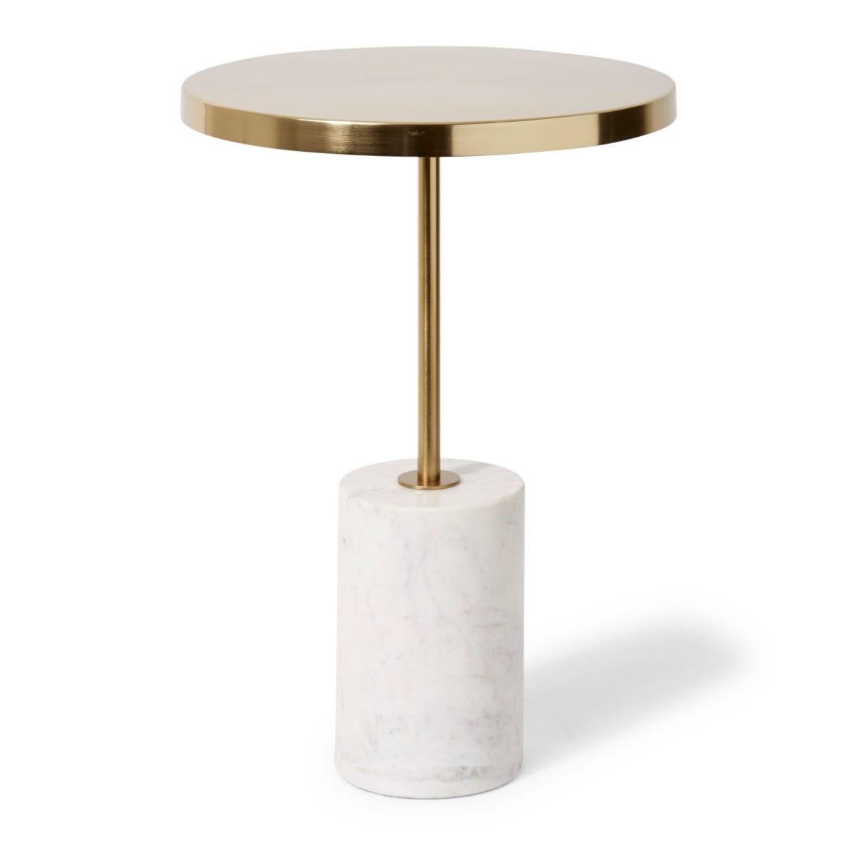 Grange Marble Side Table - 40 x 40 x 56cm - Gold / White