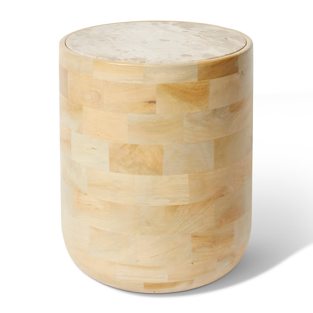 Hawthorne Side Table - 45 x 45 x 55cm - Cream / Natural