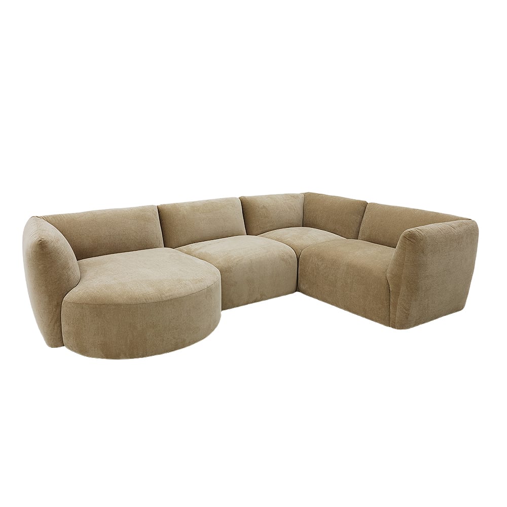 Rosedale Muse Soft Brown 4 Seater Corner Modular With Round Chaise