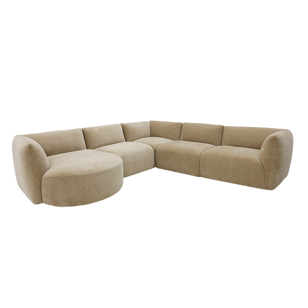 Rosedale Muse Soft Brown 5 Seater Corner Modular With Round Chaise