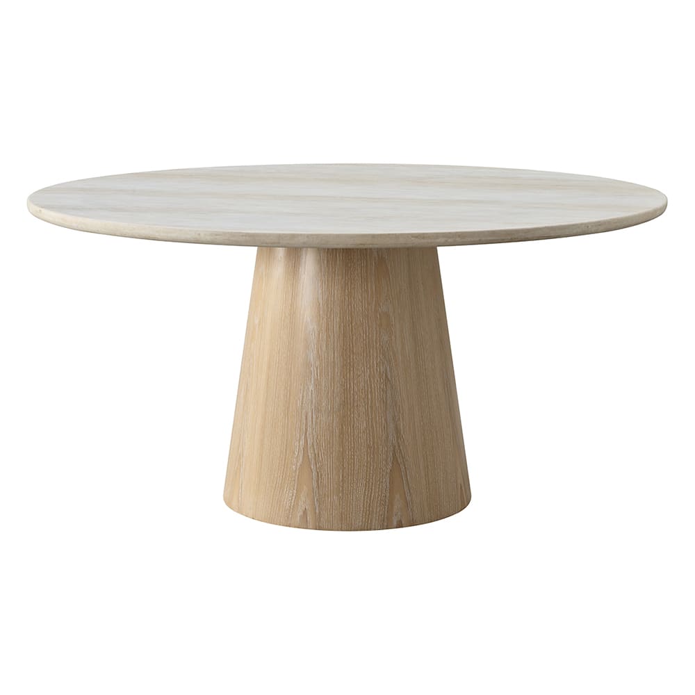 Victoria Travertine and Timber Round Dining Table