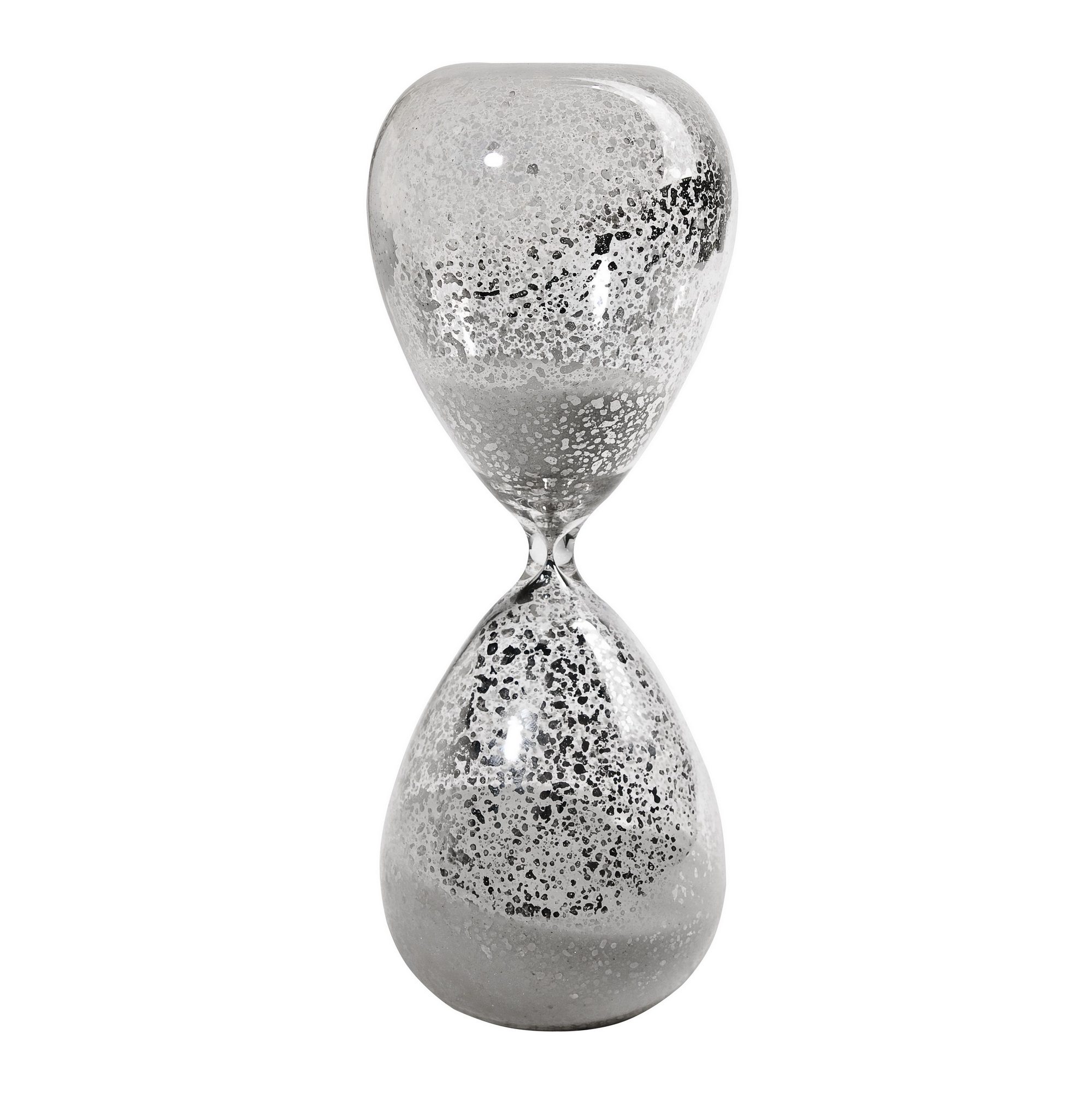 Tall Glass Hourglass Timer with White Mercury Finish – 25cm