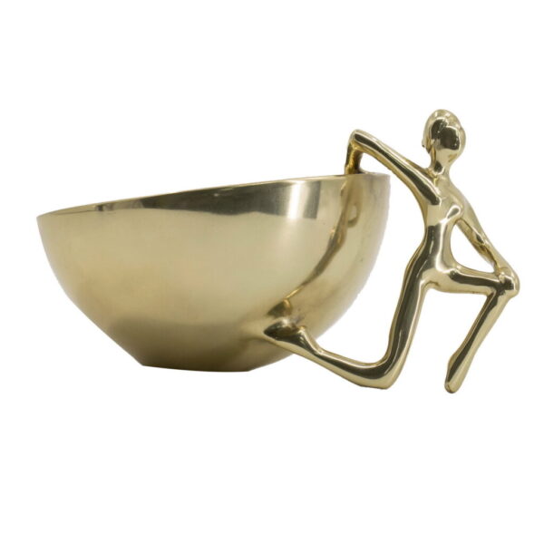 Gold Decorative Bowl with Sculptural Figure Handle