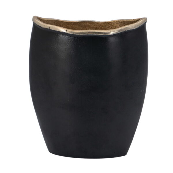 Tall Black & Gold Decorative Vase – Organic Rim
