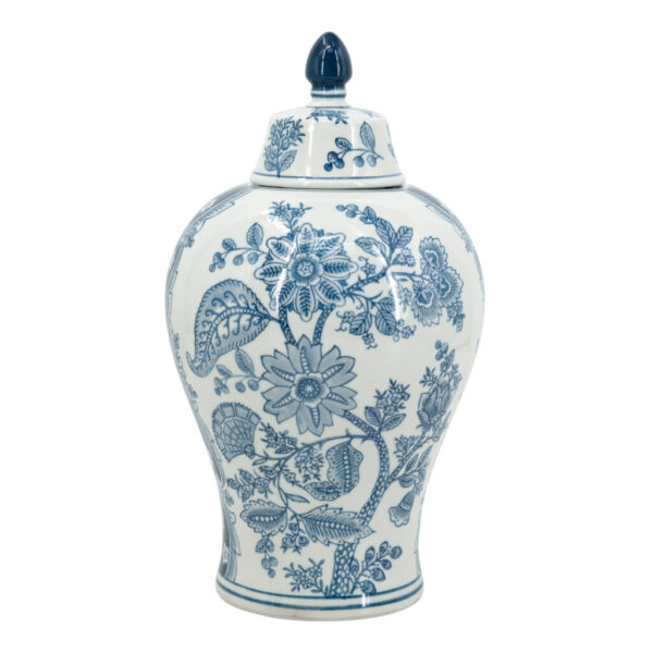 Tall Blue & White Floral Ginger Jar – 37cm