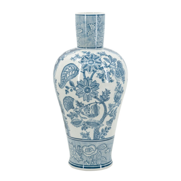 Tall Blue & White Floral Vase – 43cm