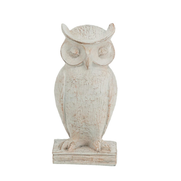 Rustic White Owl Sculpture – 30cm