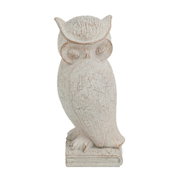 Rustic Small White Owl Statue – 20cm