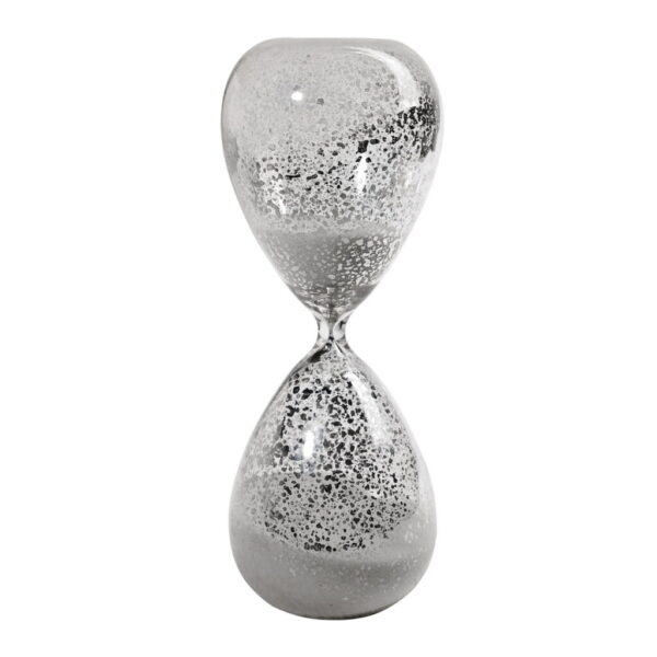 Tall Glass Hourglass Timer with White Mercury Finish – 25cm