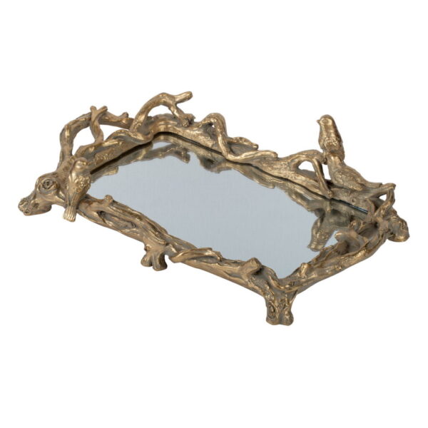 Decorative Mirror Tray with Birds and Branches – 43cm