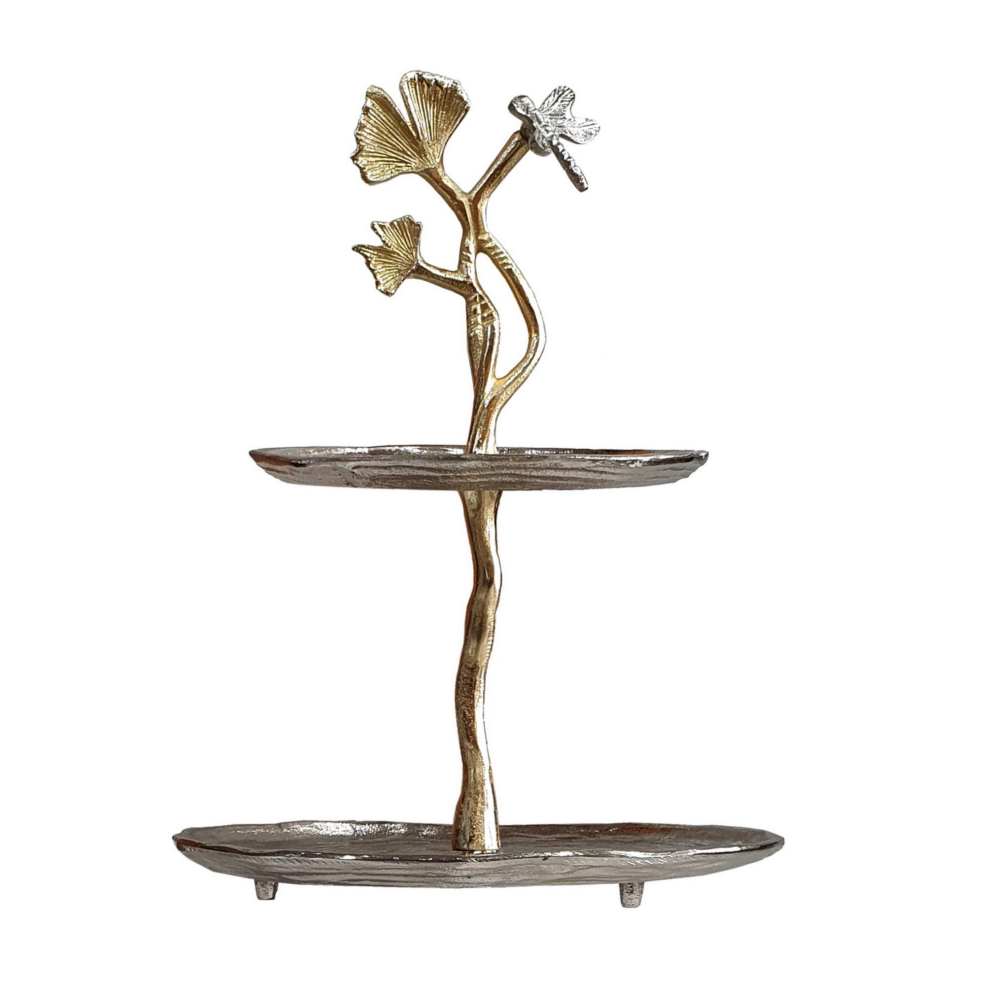 Two-Tier Silver & Gold Decorative Stand – 40cm