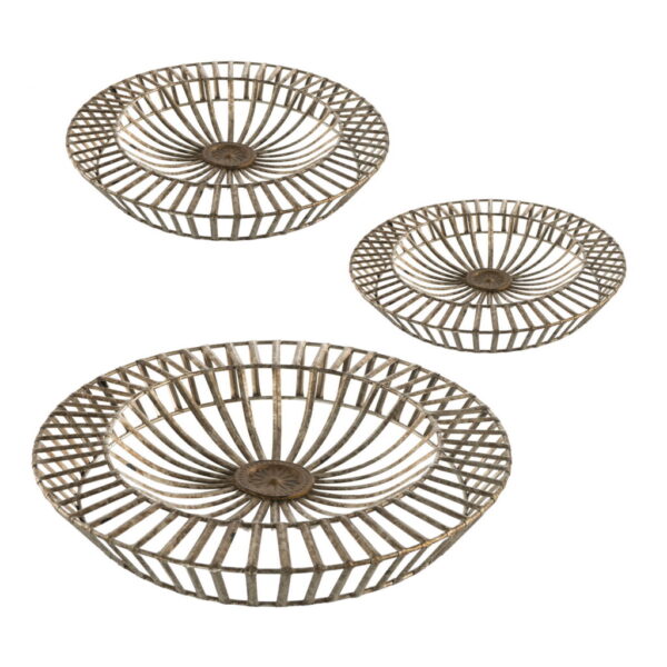 Decorative Metal Basket Set – Antique Brown – Set of 3 – 52 × 52 × 7.5 cm