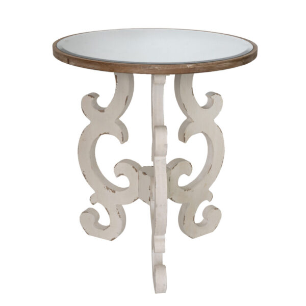 Verssal Accent Table – White & Natural – 60 × 60 × 71 cm
