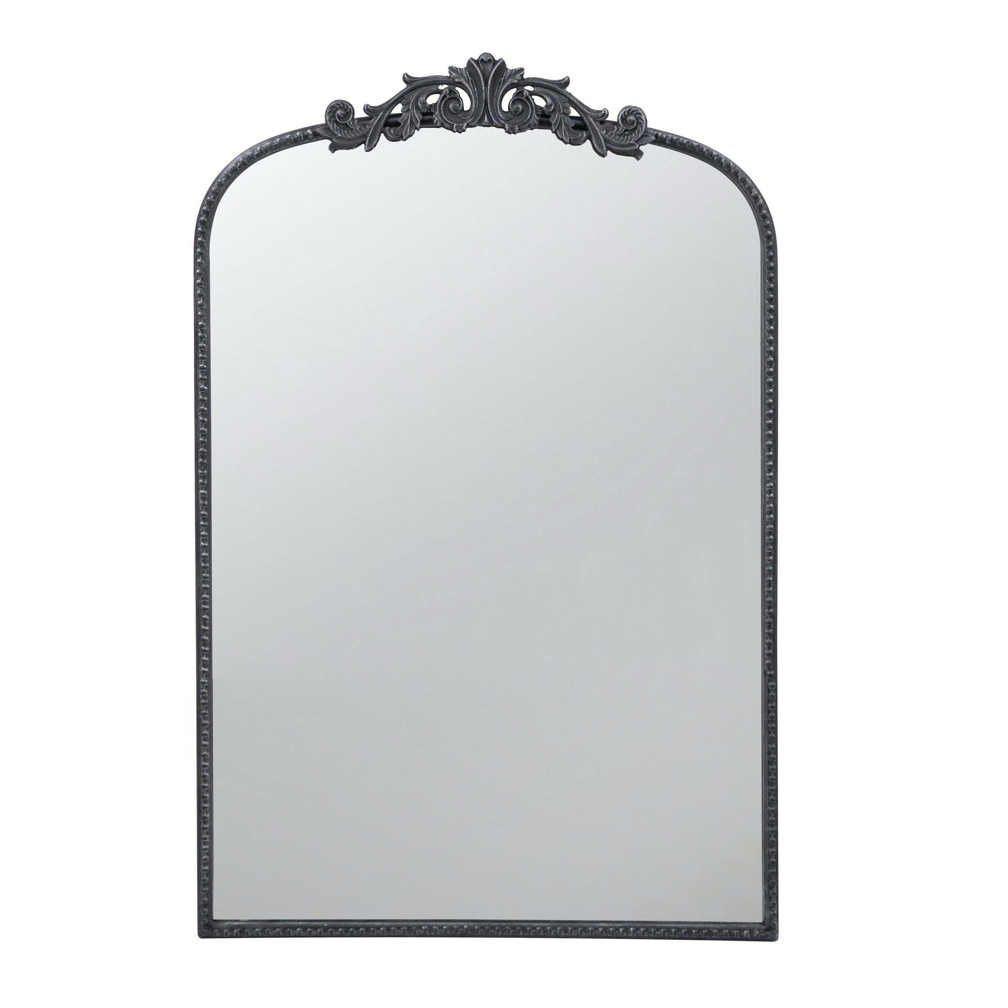 Tall Arched Black Ornate Mirror – 91cm